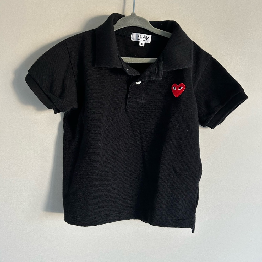Comme des Garcons Play Kids Black Polo Shirt Size 6